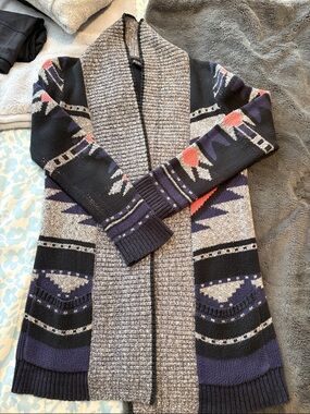 EUC Lucky Brand Marled Knit Cardigan in Southwest Inspired Pattern Size M